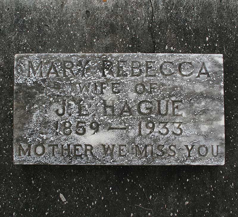 Mary Rebecca Hague Gravestone Photo