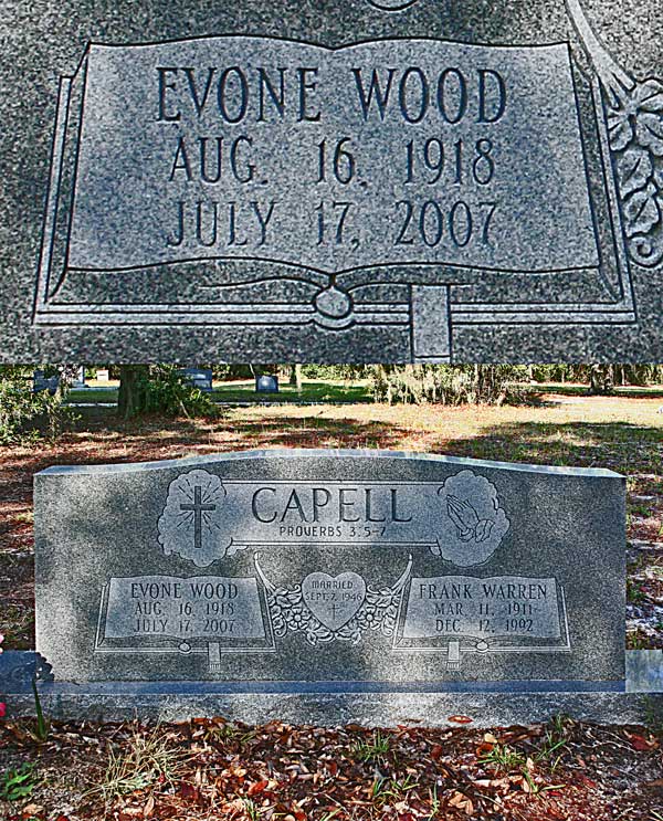 Evone Wood Capell Gravestone Photo