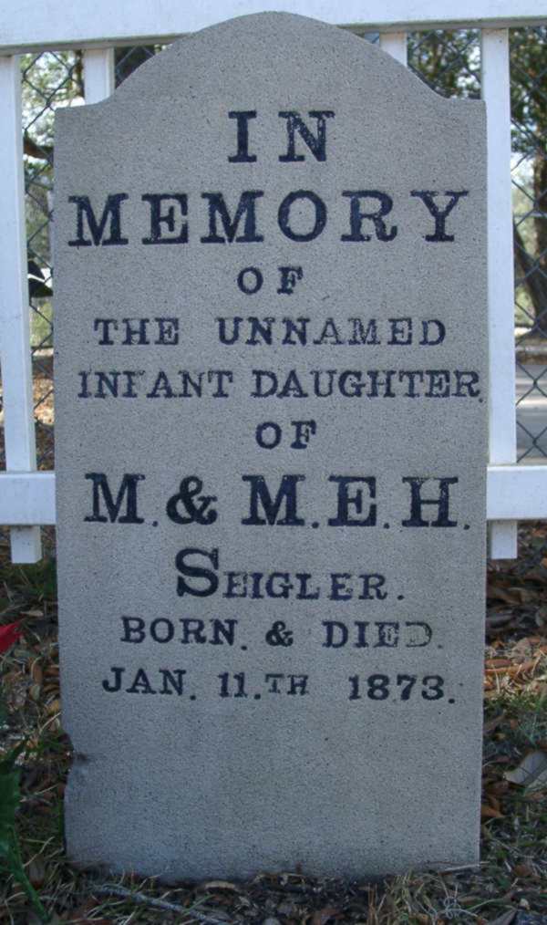 Unamed Infant Daughter Seigler Gravestone Photo