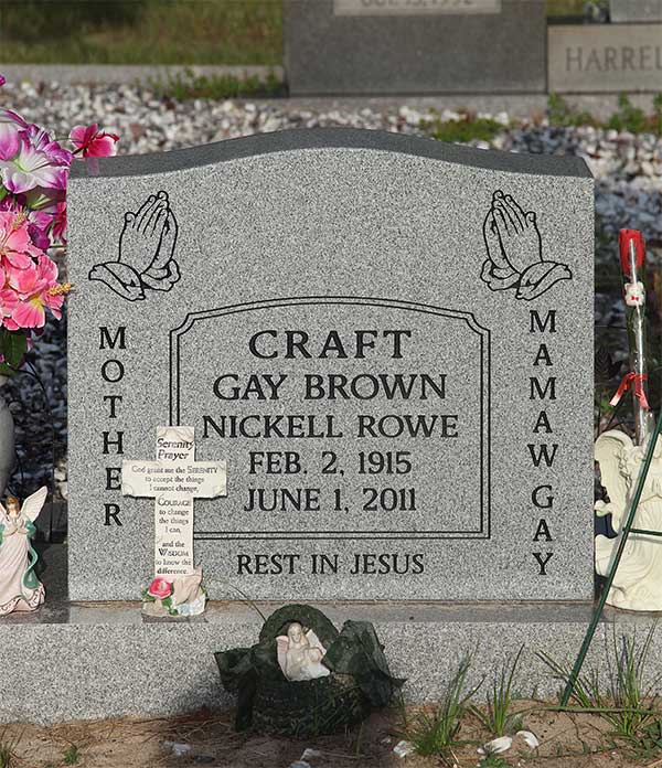 Gay Brown Nickell Rowe Craft Gravestone Photo