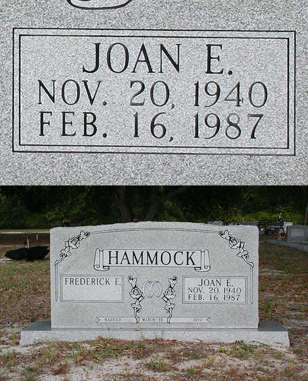 Joan E. Hammock Gravestone Photo