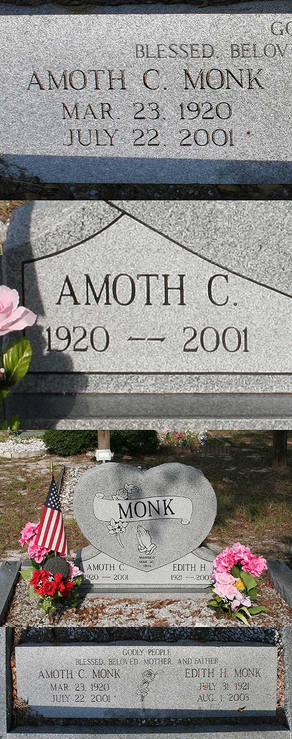 Amoth C. Monk Gravestone Photo