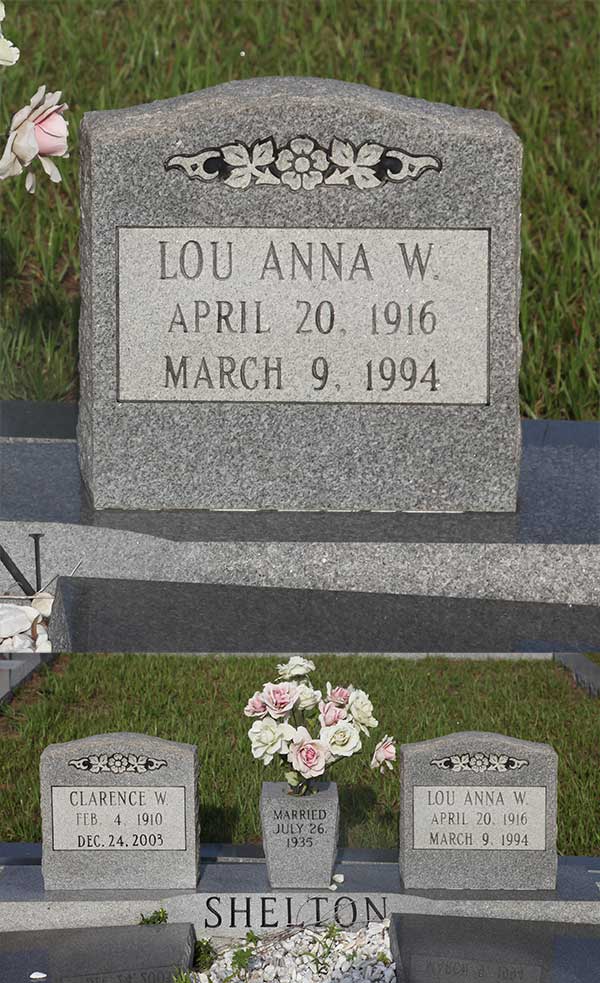 Lou Anna W. Shelton Gravestone Photo