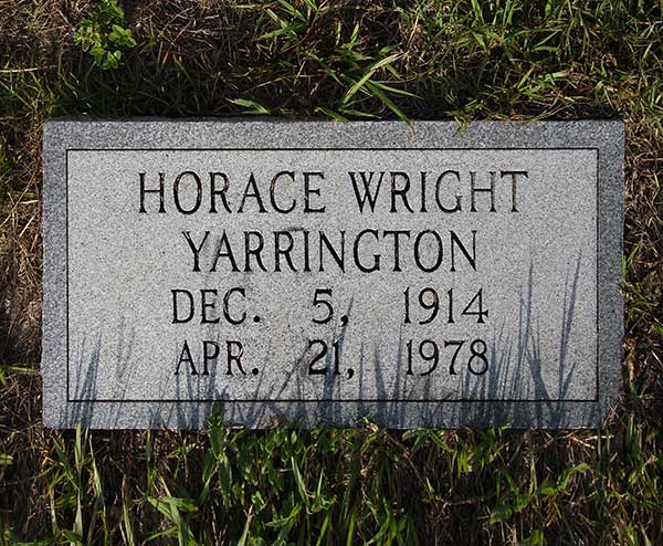 Horace Wright Yarrington Gravestone Photo