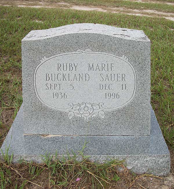 Ruby Marie Buckland Sauer Gravestone Photo