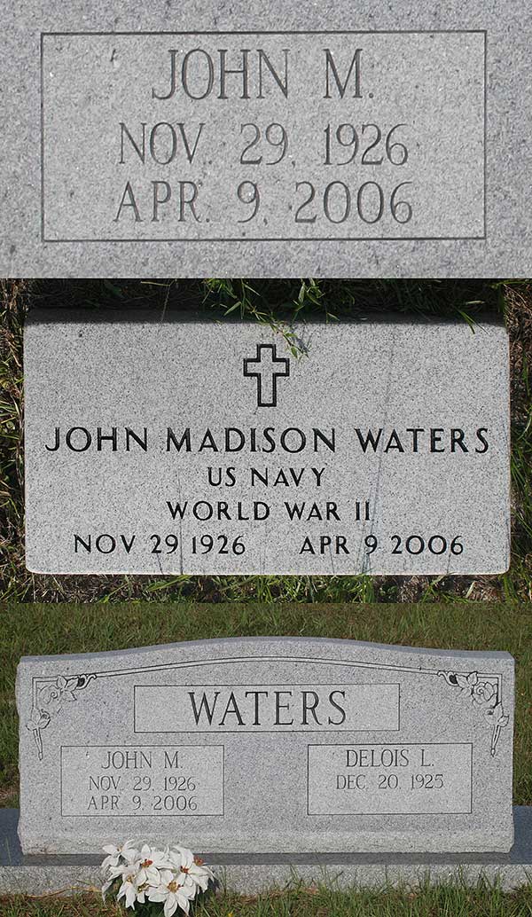 John Madison Waters Gravestone Photo