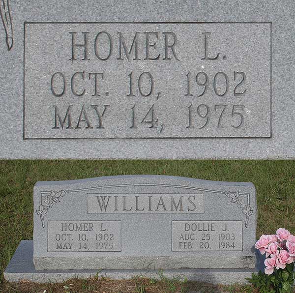 Homer L. Wlliams Gravestone Photo