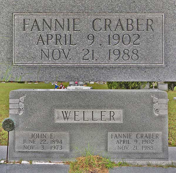 Fannie Craber Weller Gravestone Photo