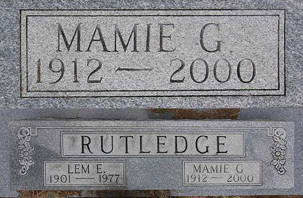 Mamie G. Rutledge Gravestone Photo