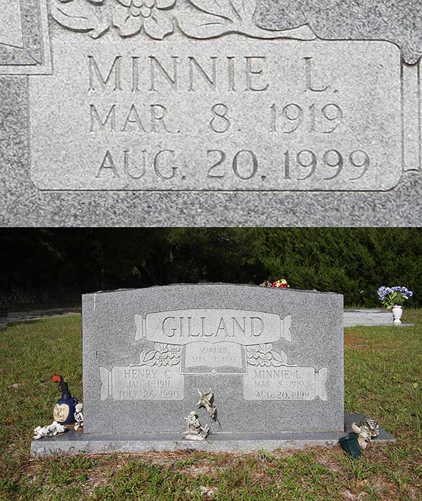 Minnie L. Gilland Gravestone Photo