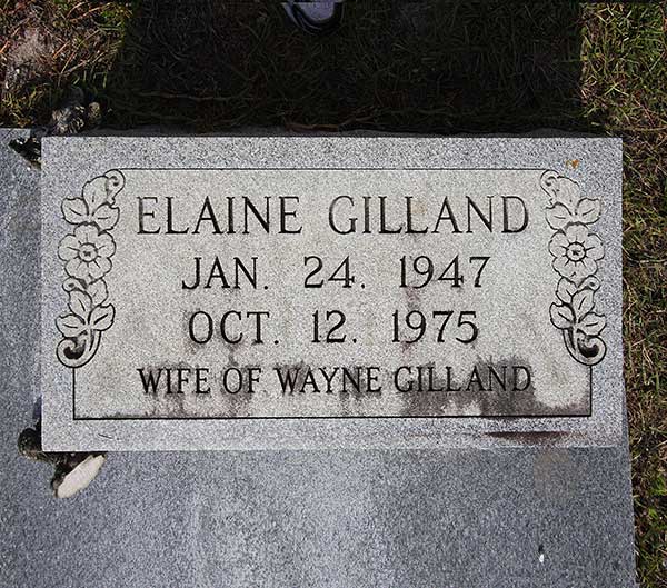 Elaine Gilland Gravestone Photo