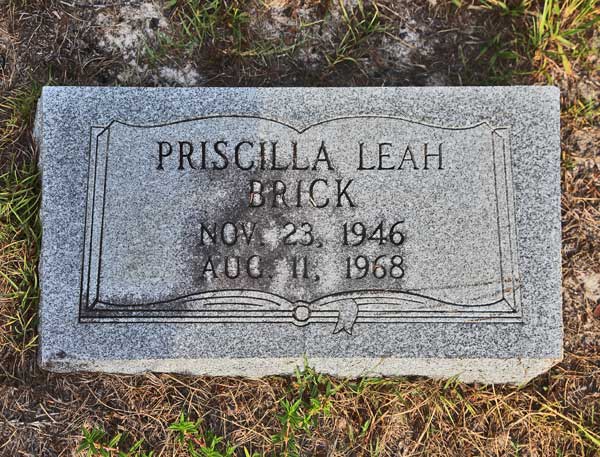 Priscilla Leah Brick Gravestone Photo
