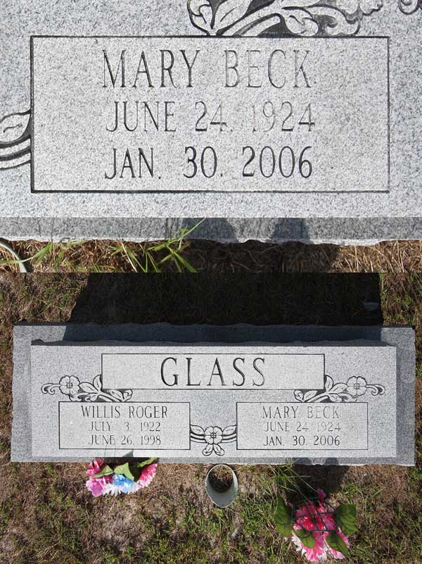 Mary Beck Glass Gravestone Photo