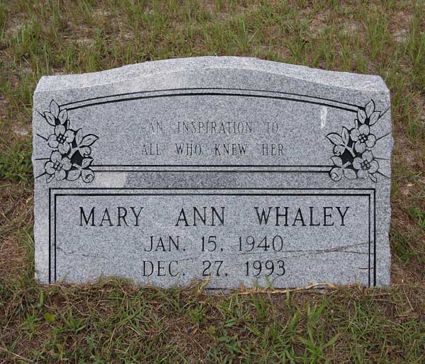 Mary Ann Whaley Gravestone Photo