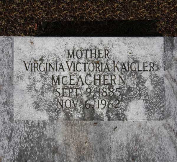 Virginia Victoria Kaigler McEachern Gravestone Photo