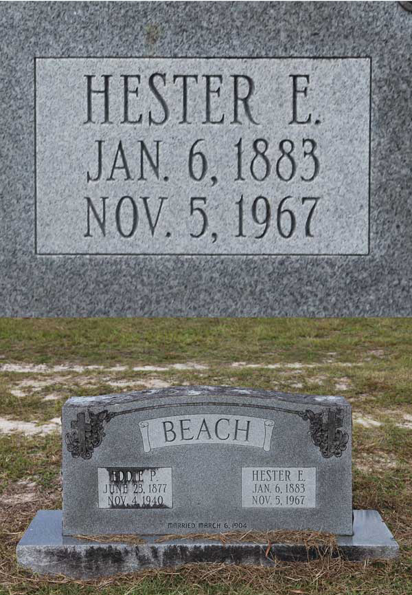 Hester E. Beach Gravestone Photo