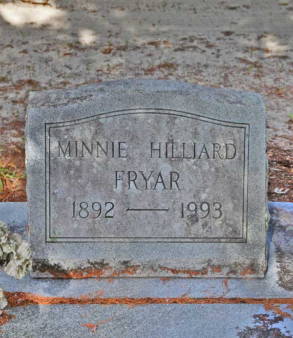 Minnie Hilliard Fryar Gravestone Photo