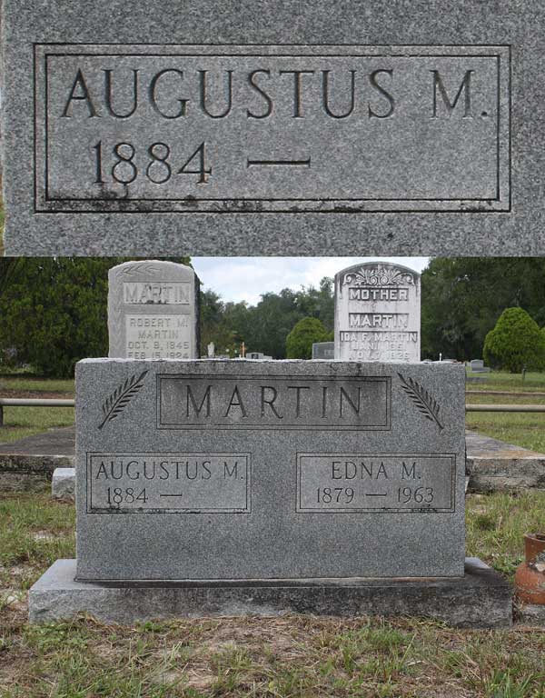 Augustus M. Martin Gravestone Photo