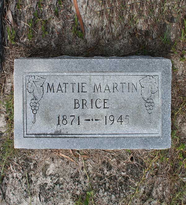 Mattie Martin Brice Gravestone Photo