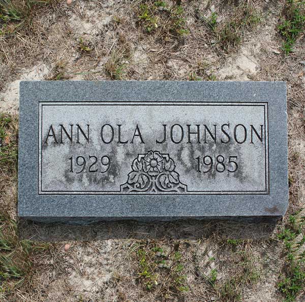 Ann Ola Johnson Gravestone Photo