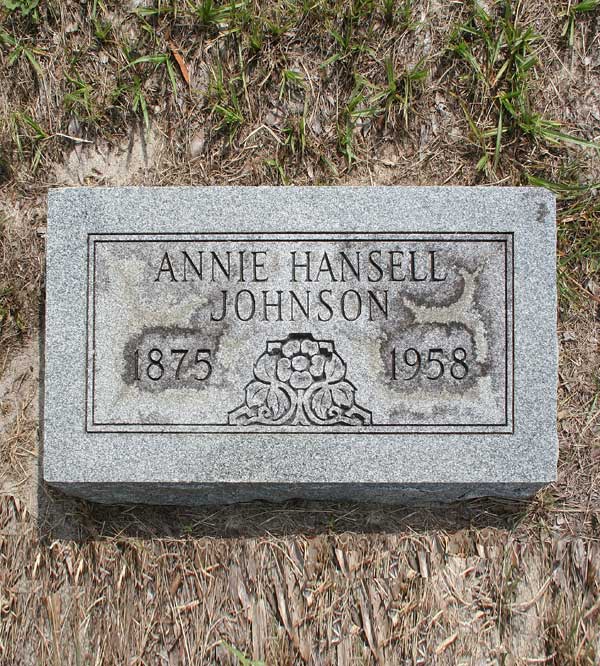 Annie Hansell Johnson Gravestone Photo