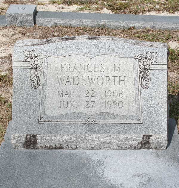 Frances M. Wadsworth Gravestone Photo