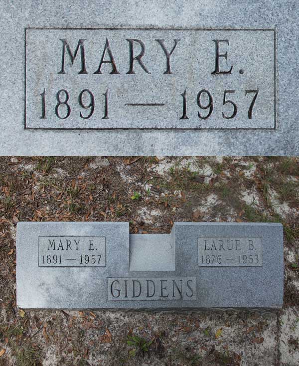 Mary E. Giddens Gravestone Photo