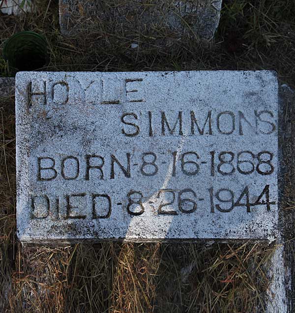 Hoyle Simmons Gravestone Photo