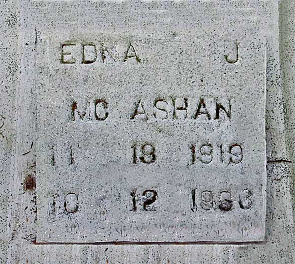 Edna J. McAshan Gravestone Photo