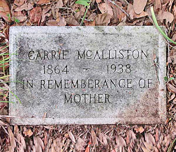 Carrie McAlliston Gravestone Photo