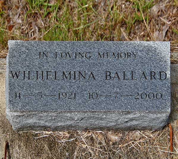 Wilhelmina Ballard Gravestone Photo