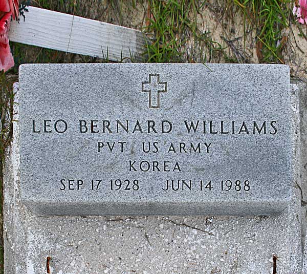 Leo Bernard Williams Gravestone Photo