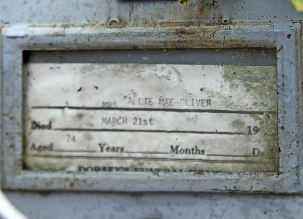 Allie Mae Oliver Gravestone Photo