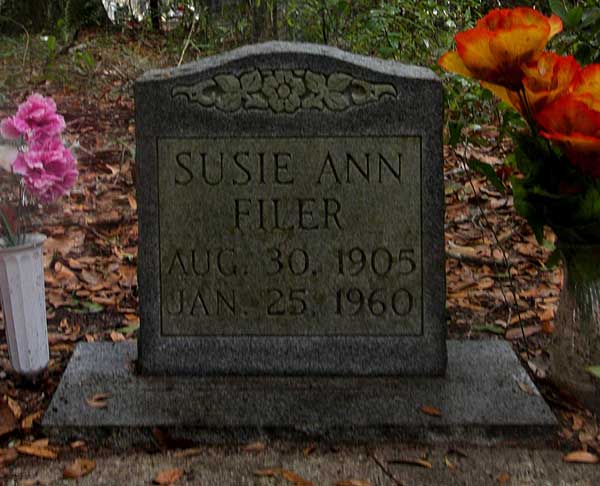 Susie Ann Filer Gravestone Photo