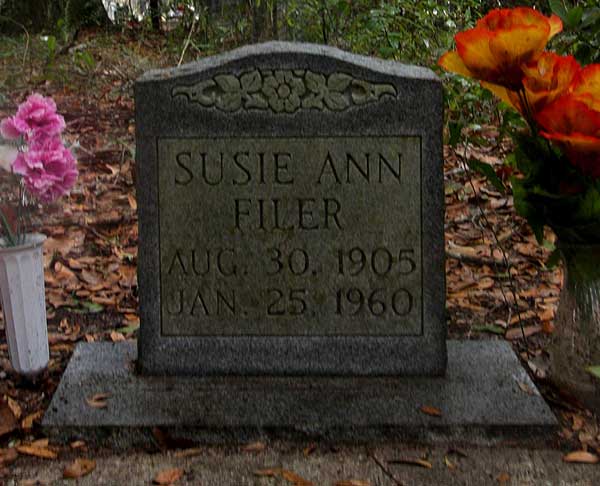 Susie Ann Filer Gravestone Photo