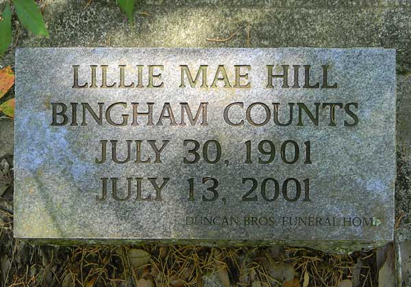 Lillie Mae Hill Bingham Counts Gravestone Photo