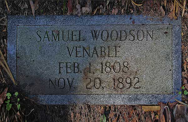 Samuel Woodson Venable Gravestone Photo