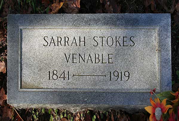 Sarrah Stokes Venable Gravestone Photo