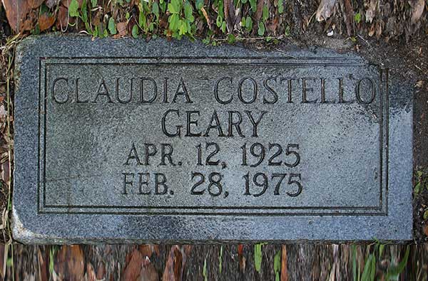 Claudia Costello Geary Gravestone Photo