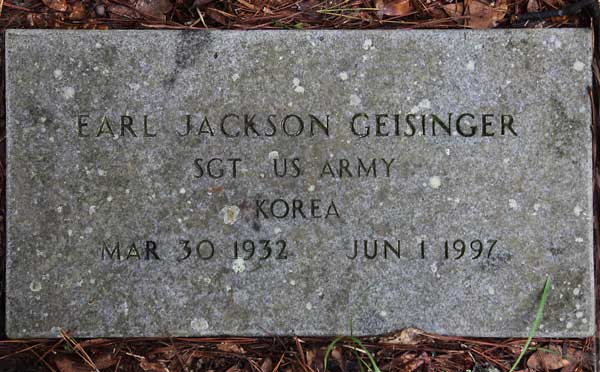 Earl Jackson Geisinger Gravestone Photo