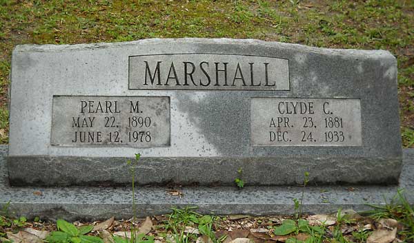 Pearl M. & Clyde C. Marshall Gravestone Photo