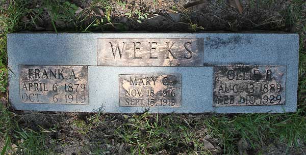 Frank A. & Mary O. & Ollie R. Weeks Gravestone Photo