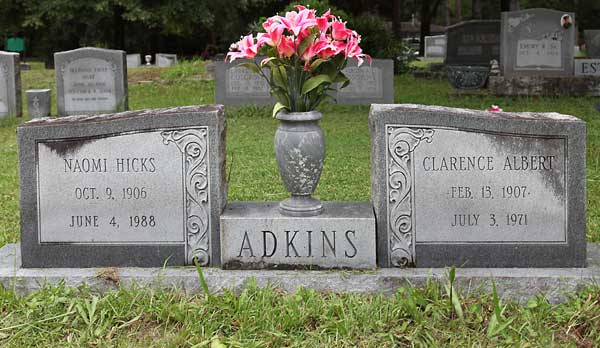 Naomi Hicks & Clarence Albert Adkins Gravestone Photo