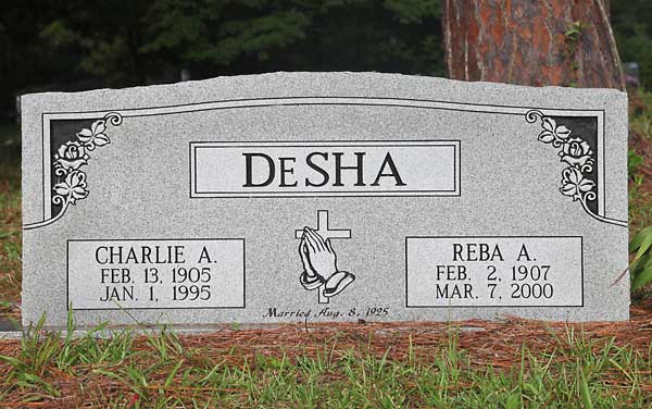 Charlie A. & Reba A. DeSha Gravestone Photo