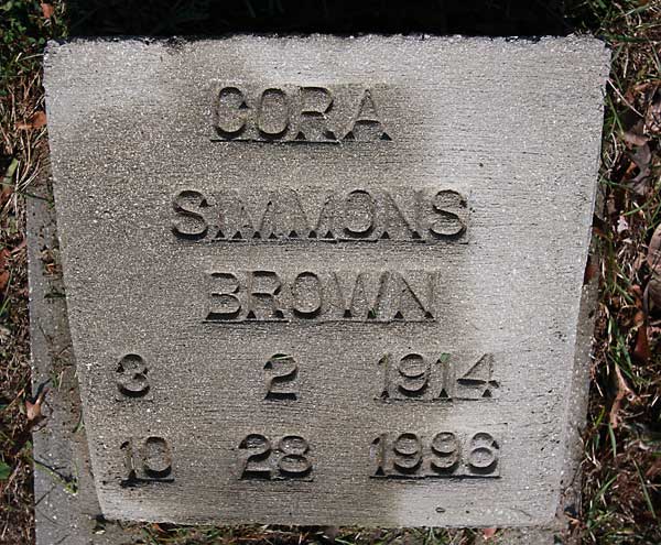 Cora Simmons Brown Gravestone Photo
