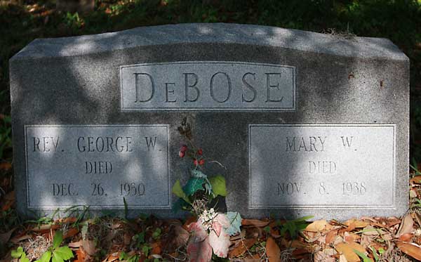 Rev. George W. & Mary W. DeBose Gravestone Photo