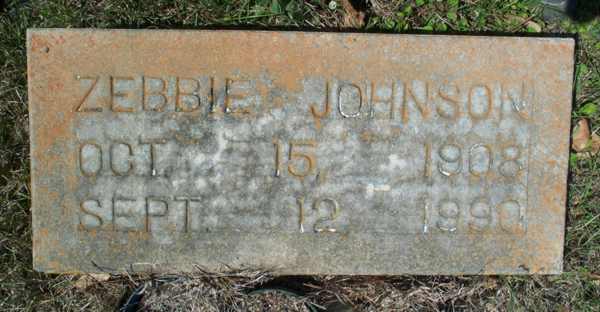 Zebbie Johnson Gravestone Photo