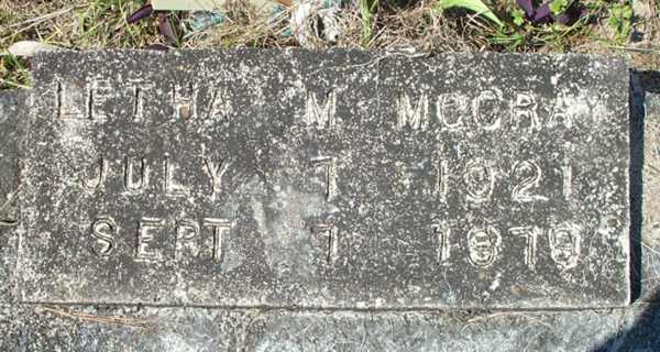 Letha M. McCray Gravestone Photo