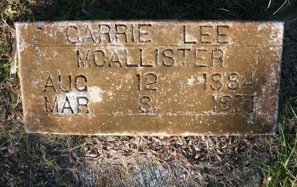 Carrie Lee McAllister Gravestone Photo