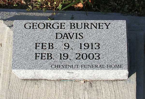 George Burney Davis Gravestone Photo